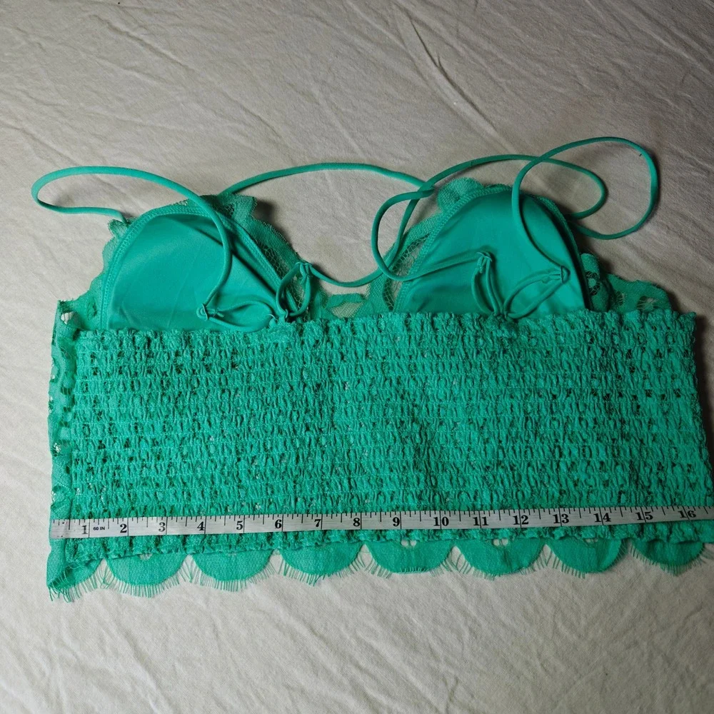 Zenana‎ Floral Lace Bralette Mint Longline Removable Pads boho 3X plus size